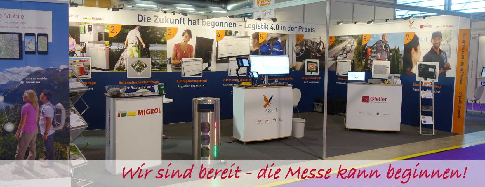 Messestand Gfeller Informatik AG, Xplanis, Migrol